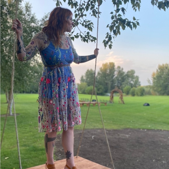 FREE PEOPLE Stunning Embroidered Mesh Maxi Dress - Picture 9 of 10